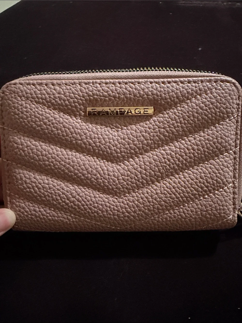 Rampage Quilted Pebble Zip Wallet - Blush Pink with Gold Hardware